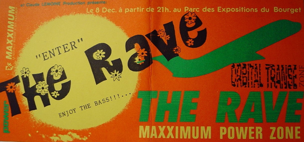 Flyer 'THE RAVE Maxximum Power Zone' au Bourget (8 décembre 1990)